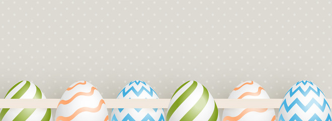 Poster - Decorative easter eggs illustration on dotted background for Easter celebration header or banner design.