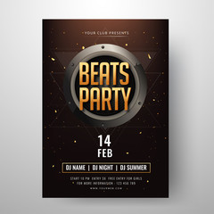 Sticker - Beats Party invitation card design with time, date and venue details.