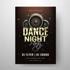 Sticker - Dance Night Party template or clud invitation card design with speakers illustration.