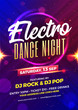 © Abdul Qaiyoom - Electro dance night party template or flyer design with time, date and venue details.