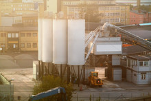 Transport Truck At A Depot With Silos