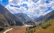 © kiwisoul - Panoramic view of the beautiful Left Talgar mountain valley with river, rocks and forest in Tian Shan mountains near Almaty city; best place for active lifestyle, hiking and trekking in Kazakhstan