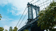 Lower view of Manhattan bridge in New York City