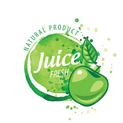 Sticker - Vector logo splashes of green Apple juice on white background