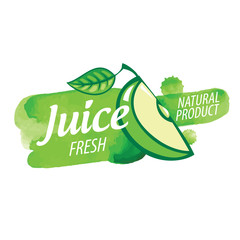 Wall Mural - Vector logo splashes of green Apple juice on white background