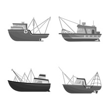 Vector Design Of Sea And Speedboat Logo. Collection Of Sea And Industrial Vector Icon For Stock.