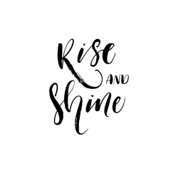 rise and shine card. hand drawn brush style modern calligraphy. vector illustration of handwritten l
