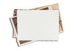 Old photos on white isolated background. Blank old group photo.