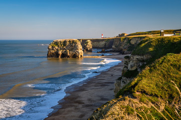 Wall Mural - magnesian limestone cliffs at marsden bay, located near south shields, consisting of a sandy beach e