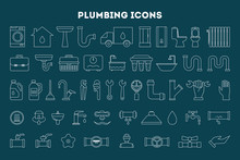 Plumbing Icon Set. Collection Of Plumber Tool, Shower