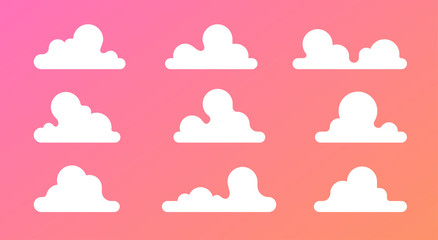Wall Mural - clouds set isolated. simple cute cartoon design. modern icon or logo collection. realistic elements.