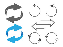 Rotating, Circular, Cyclic Arrows. Recurrence Sign. Flip Over Or Turn Arrow. Reverse Sign