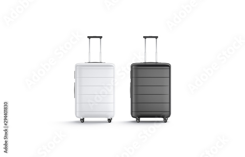 Fotomural Blank black and white suitcase with handle mockup stand isolated