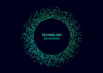 Wall Mural - black circle, sparkling magic dust particles. light effect on a dark background.