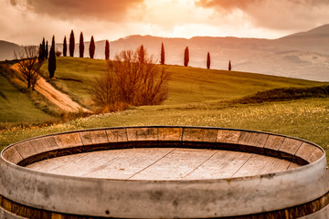 Wall Mural - Autumn landscape of Tuscany and fall time.  Free space for your decoration. 