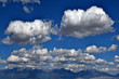 Stratocumulus clouds and blue sky over Sangre de Cristo Mountain Range, Colorado