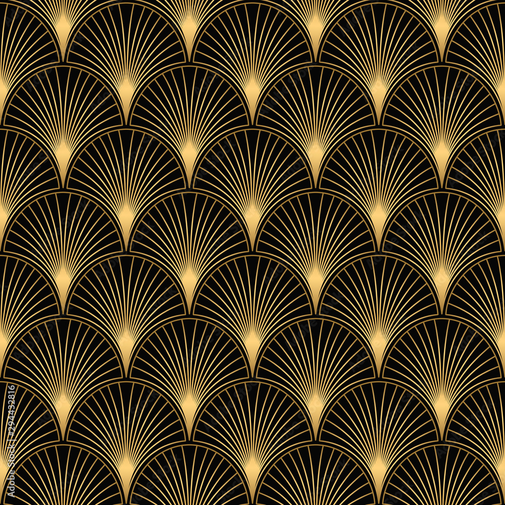 Art Deco Pattern. Seamless black and gold background Stock Vector ...