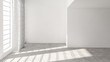 Empty bright airy white monochromatic room