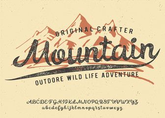 Wall Mural - Mountain. Original hand made font and logotype. Hipster style. Camping logo. Retro and vintage hadmade logo and font. Print on clothes, sticker.