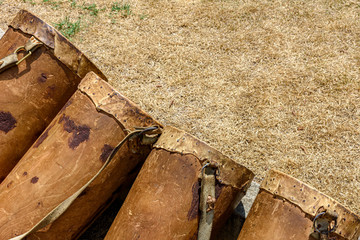 Canvas Print - Drums used in a Brazilian folk festival in honor of Saint George in a folk party in the state of Minas Gerais