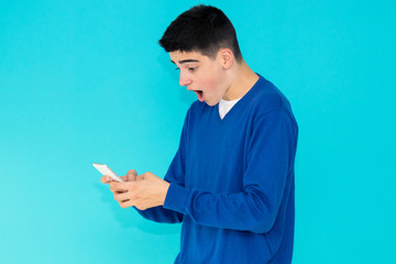 Sticker - teenage man isolated on color background