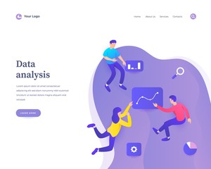 Wall Mural - Data analysis concept, workflow flying or levitation people and interaction with graph dashboard.