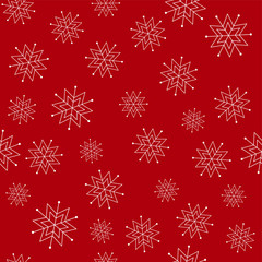 Wall Mural - Seamless vector winter christmas pattern in snowflakes