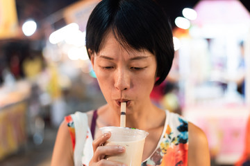 Sticker - taiwanese bubble milk tea at night marketplace