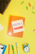 © Artur - Word writing text Marketing And Management. Business photo showcasing process of developing strategies for product Flat lay above table with copy space paper clips clock and pencils