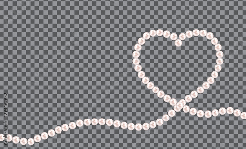Fotografía Abstract background with natural pearl garlands of beads in heart shape
