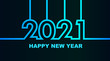 © visart - Year 2021 - simple greeting card, invitation, flyer, poster or design element - cold - cyan bluish blue - outline - vector