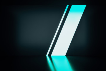 Poster - abstract interior with blue neon