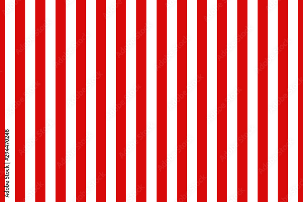 Vector seamless vertical stripes pattern, red and white. Simple background - obrazy, fototapety, plakaty 
