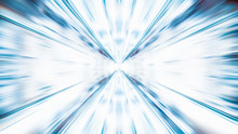 Blur Zoom Abstract Background In Blue And White, Vanishing Point Diminishing Perspective. Information Technology, Tech Wallpaper, Internet Connection, Or Financial Business Concept
