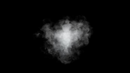 Wall Mural - Seamless animation of a cluster of white smoke or steam on black isolated background. Fantasy Magic Smoke Effect.