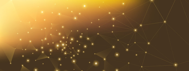 Wall Mural - gold technology elements. data tech. high grid