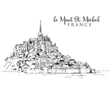 Drawing Sketch Illustration Of Le Mont Saint Michel