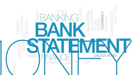 Sticker - Bank statement animated word cloud. Kinetic typography.