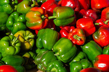 Fresh Green And Red Bell Peppers