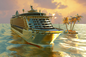 Concept art of cruise ship model, render 3D