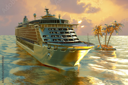 Concept art of cruise ship model, render 3D