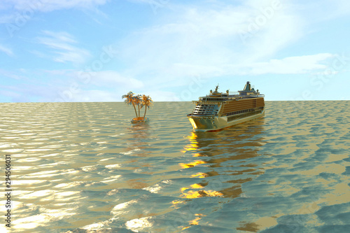 Concept art of cruise ship model, render 3D