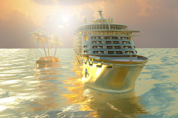 Wall Mural - Concept art of cruise ship model, render 3D