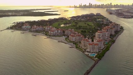 Wall Mural - Fisher Island Miami Beach shot with aerial drone 4k