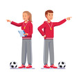 © iconicbestiary - Soccer coach pointing finger talking football team
