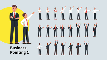 Wall Mural - Business men pointing finger. Front and back views