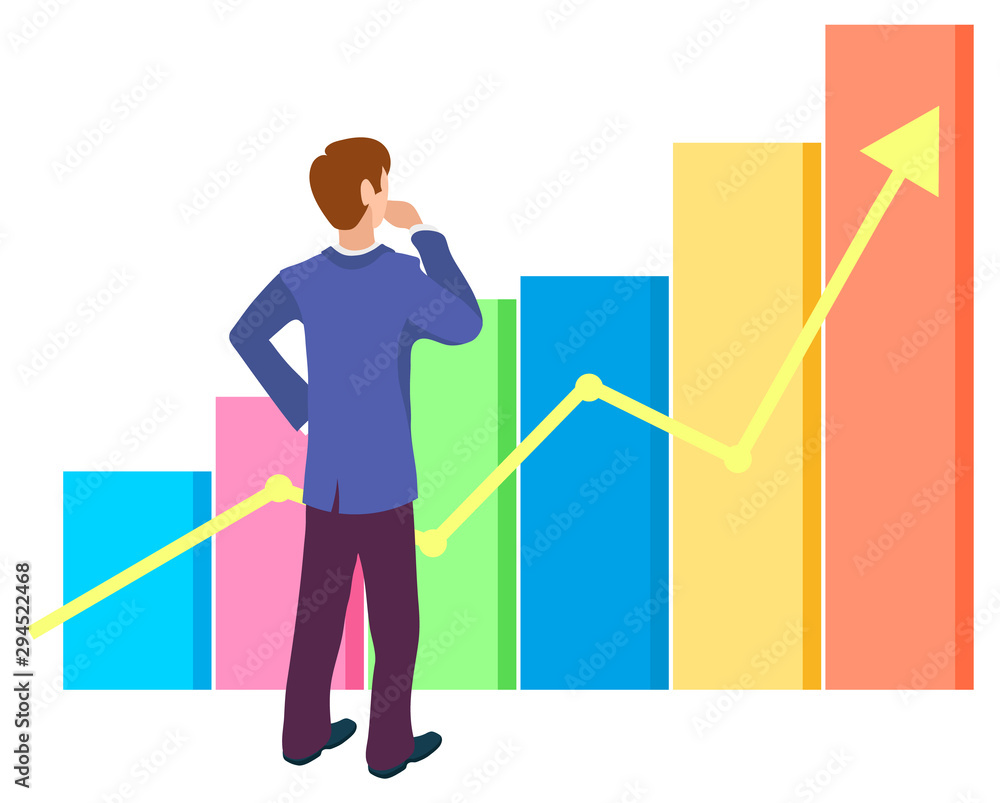 Growing arrow on financial graphs, business education concept. Vector ...