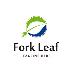 negative space leaf and fork for inspiration of organic food logo design