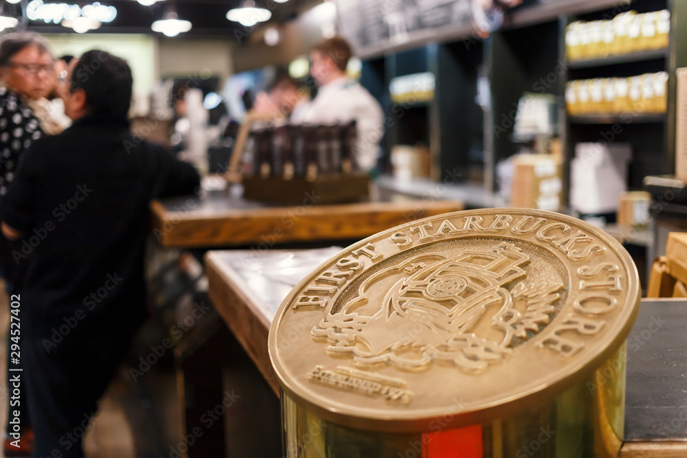 Seattle, Washington, USA - March 1, 2015_Sign of First Starbucks Store ...