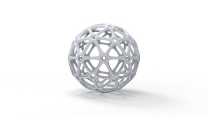 Wall Mural - 3d rendering of a complex shaped sphere ball isolated in white background